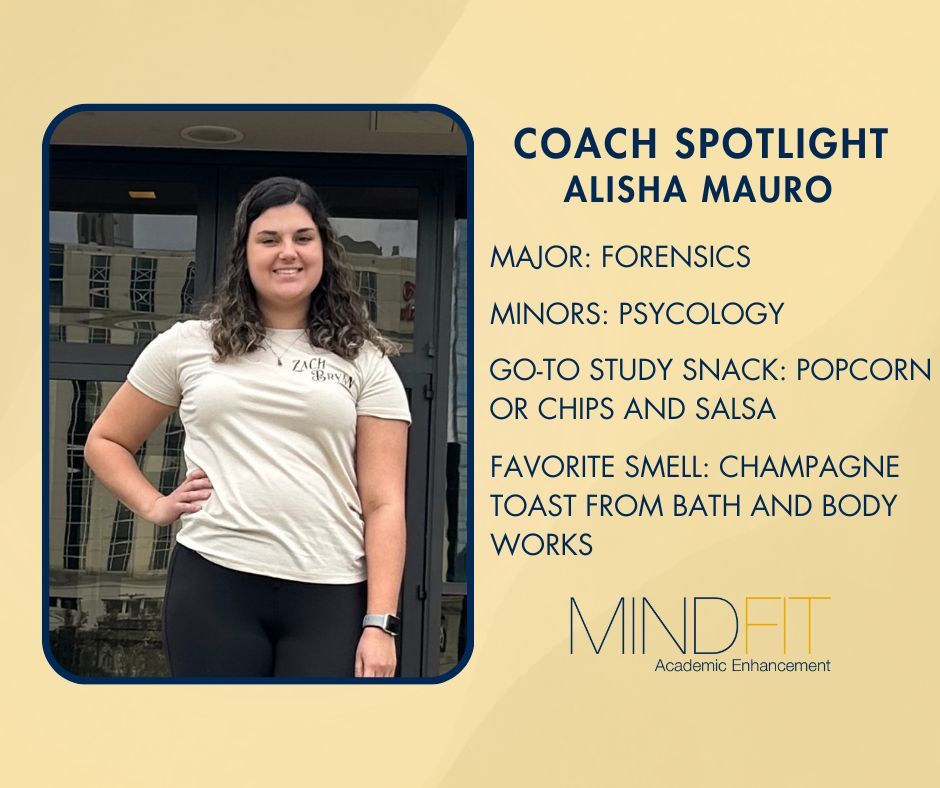 Our final coach spotlight of the semester is Alisha Mauro. Alisha's favorite place to study is the Mountainlair green. She likes to keep busy as she works for the University as a tour guide and conducts research for the unsolved Case Project.