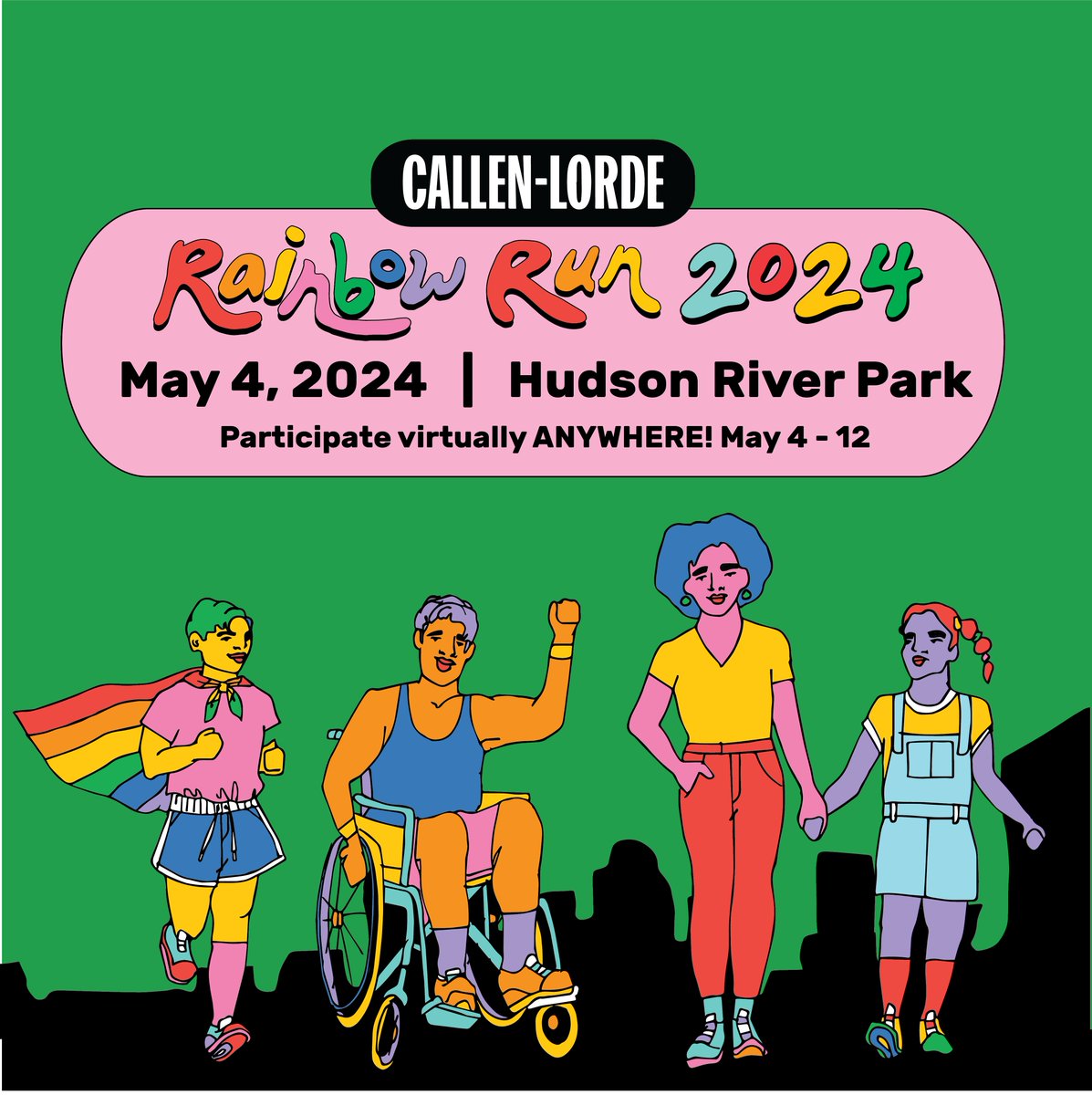 Walk, run, skip, support! 🌈 Callen-Lorde’s fun run/walk will take place in Manhattan's Hudson River Park on Saturday, May 4 at 10am. Register by FRIDAY April 26th to receive a bib and incentives! #RainbowRun24