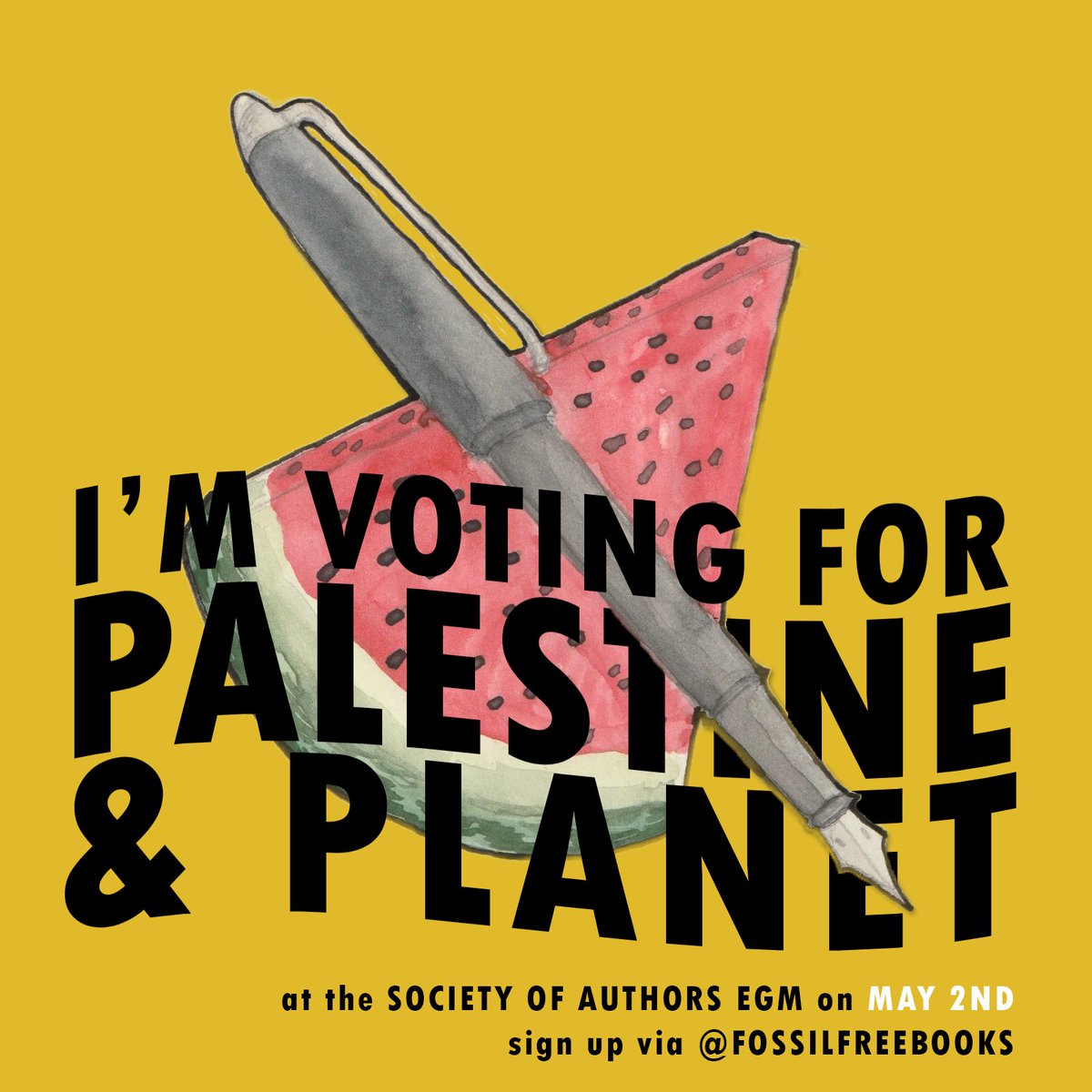 I'm signed up for the @Soc_of_Authors EGM on 2 May and will be voting for Palestine and Planet - more details via @fossilfreebooks, and a great article explaining the contexts here... x.com/yazzarf/status…