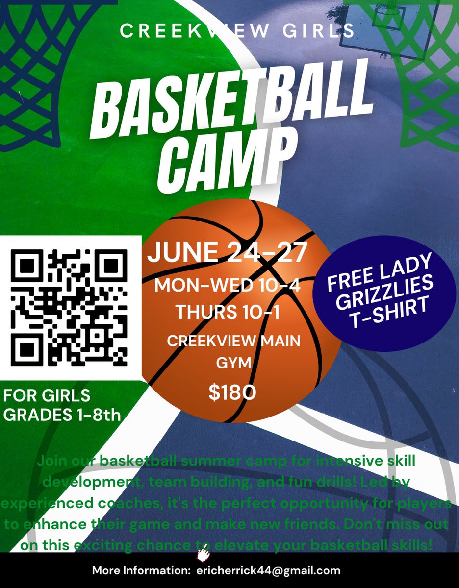 Can’t wait for @CoachHerrick First Lady grizzlies youth camp this summer!!! Use the QR code to sign up!