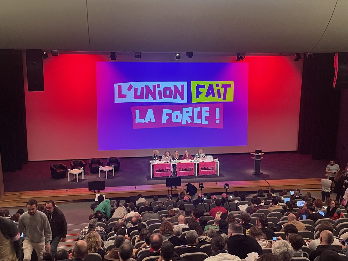 🟢 C’est parti ! Le 9ème #congrès de notre @UnionSolidaires a débuté ! 🟣 La délégation #SUDRail prendra toute sa place dans nos échanges et orientations pour renforcer notre syndicalisme. L’union fait notre force !