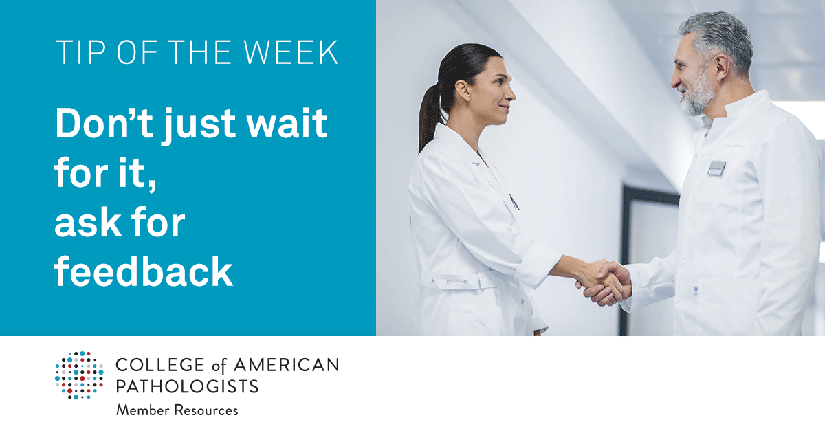 Pathologists's tweet photo. Encourage open communication and feedback by asking reflective questions such as "What's one actionable step I can take to improve my performance?" and really listen to the responses provided. #CAPNIPC

More info available: https://t.co/Ngu2OJb63C https://t.co/PvC7BAjlag
