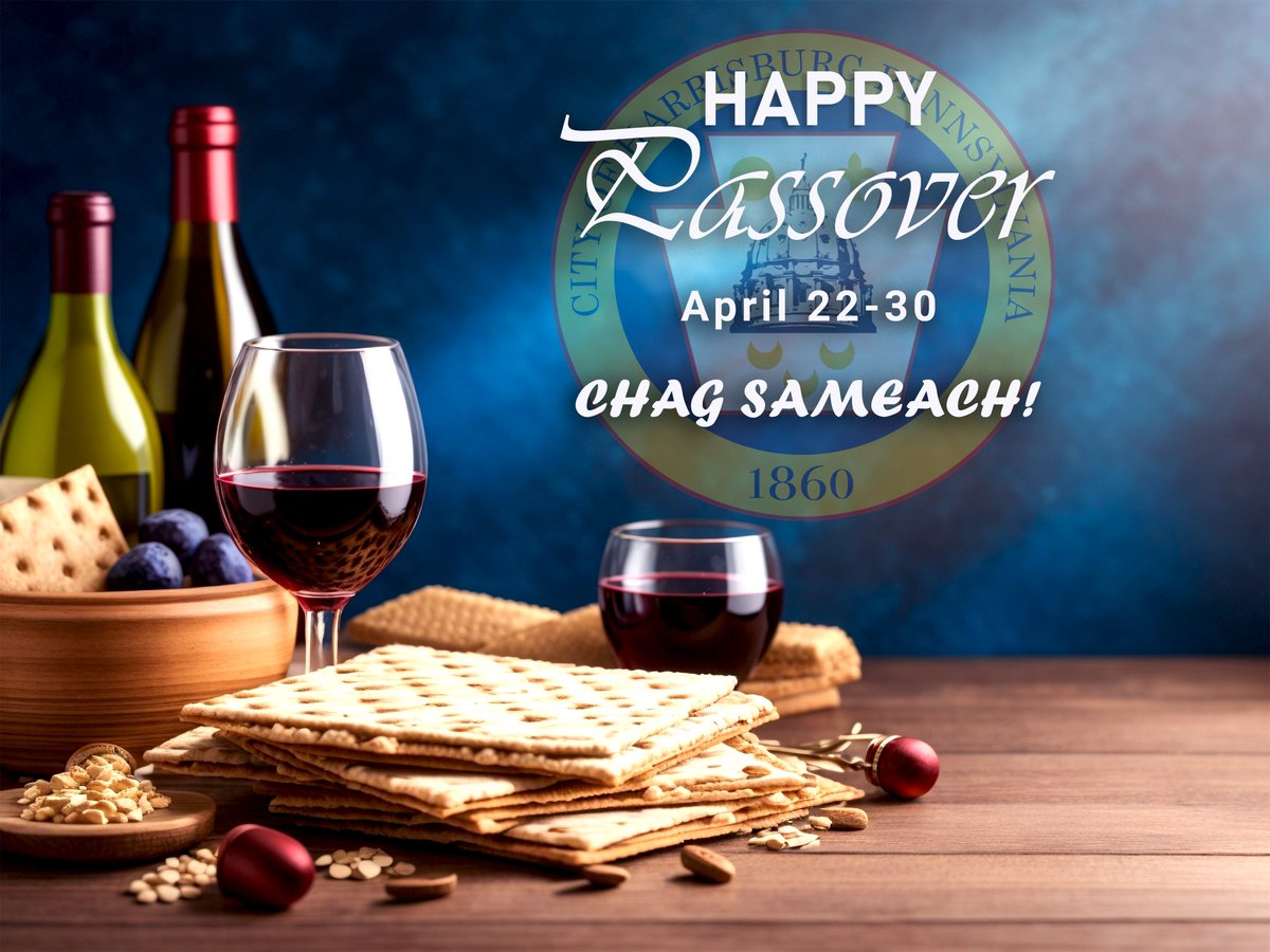 🕎CHAG SAMEACH, HARRISBURG! ♥️ The City of Harrisburg wishes those who celebrate a Happy Passover! ✡️Passover commemorates Jewish people's freedom from brutality and slavery in Egypt. Falling every year in the spring, it represents hope and rebirth.