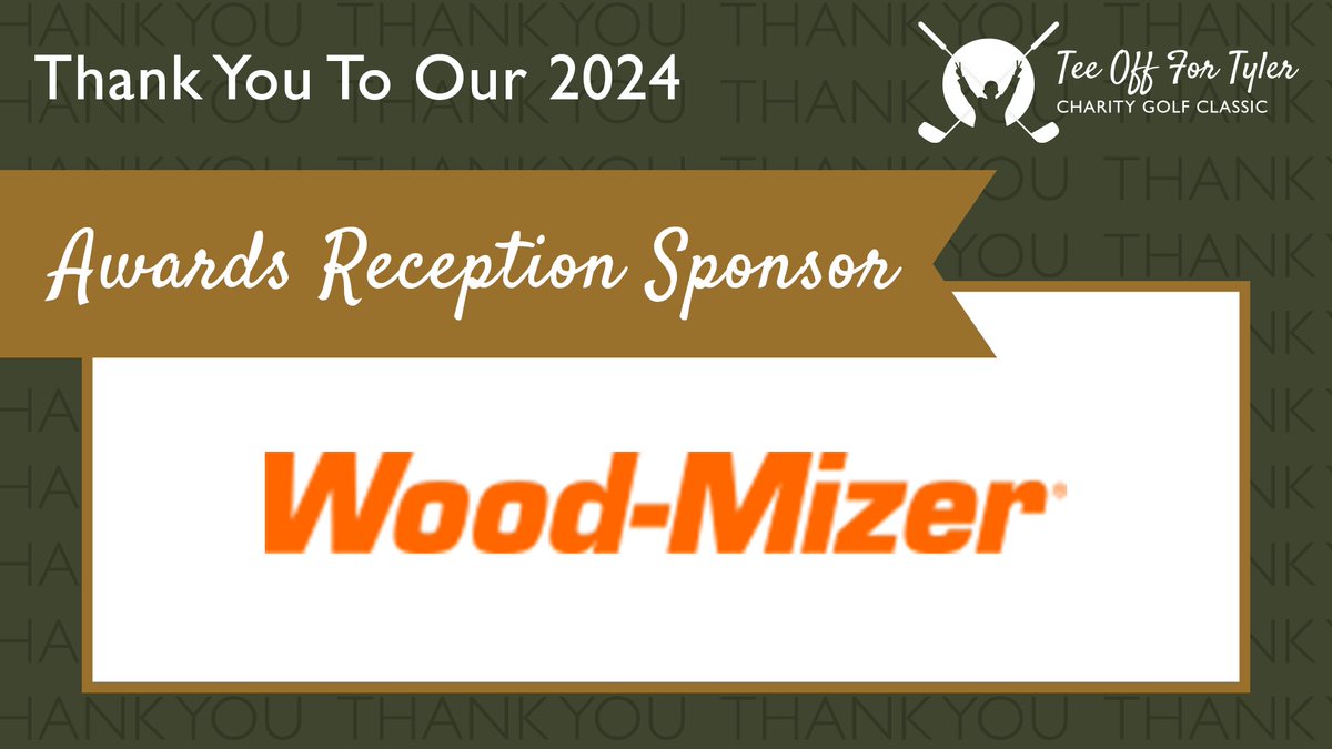 THANK YOU @woodmizer_usa for sponsoring the this year's Tee Off for Tyler Charity Golf Classic Awards Reception! A local company with a HUGE heart!

Check them out: woodmizer.com/us/
#TeamTyler