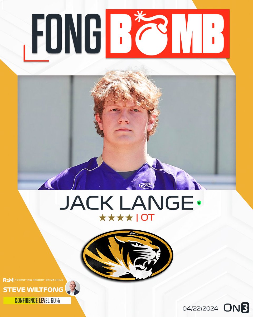 FONG BOMB: On3's @SWiltfong_ has logged an expert prediction for Missouri to land 4-star OT Jack Lange🐯 The Tigers are heating up🤔🔥 Intel: on3.com/news/wiltfong-…