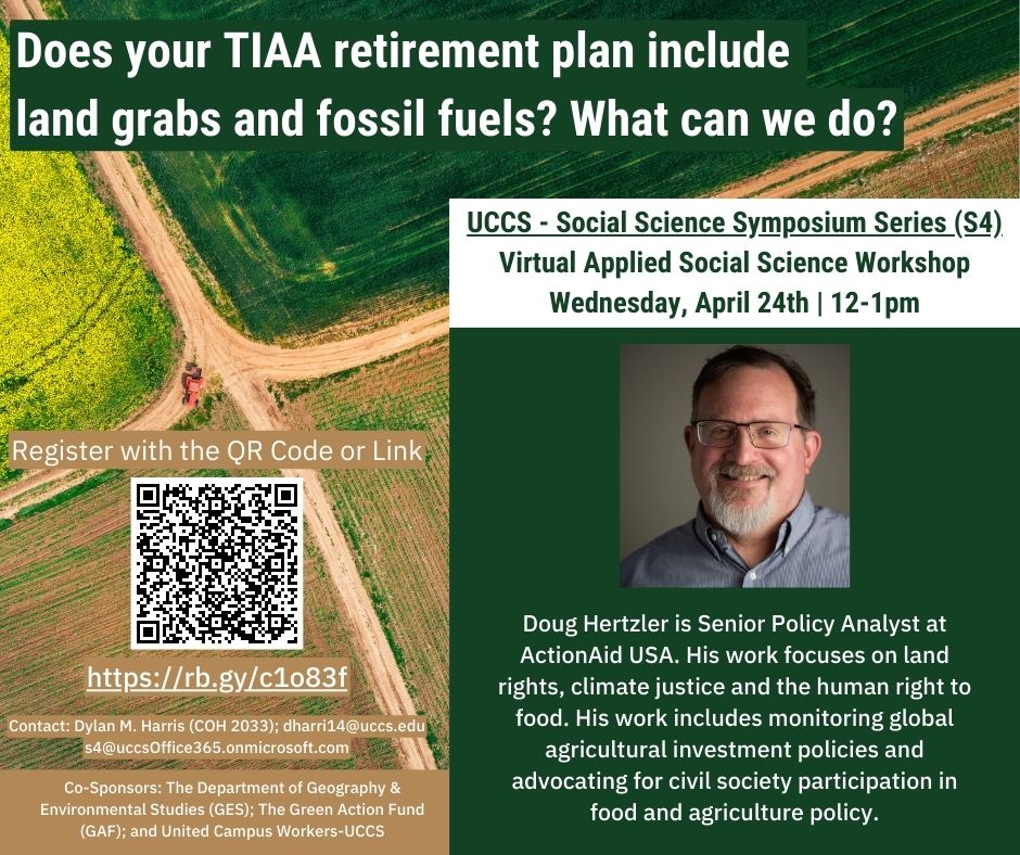 work in higher ed? then your retirements are probably funneled through TIAA. i am hosting a free workshop tomorrow-open to anyone-to learn about way to divest your retirements from fossil fuels, land grabbing, and weapons. from columbia to our banks, it's all connected.✊