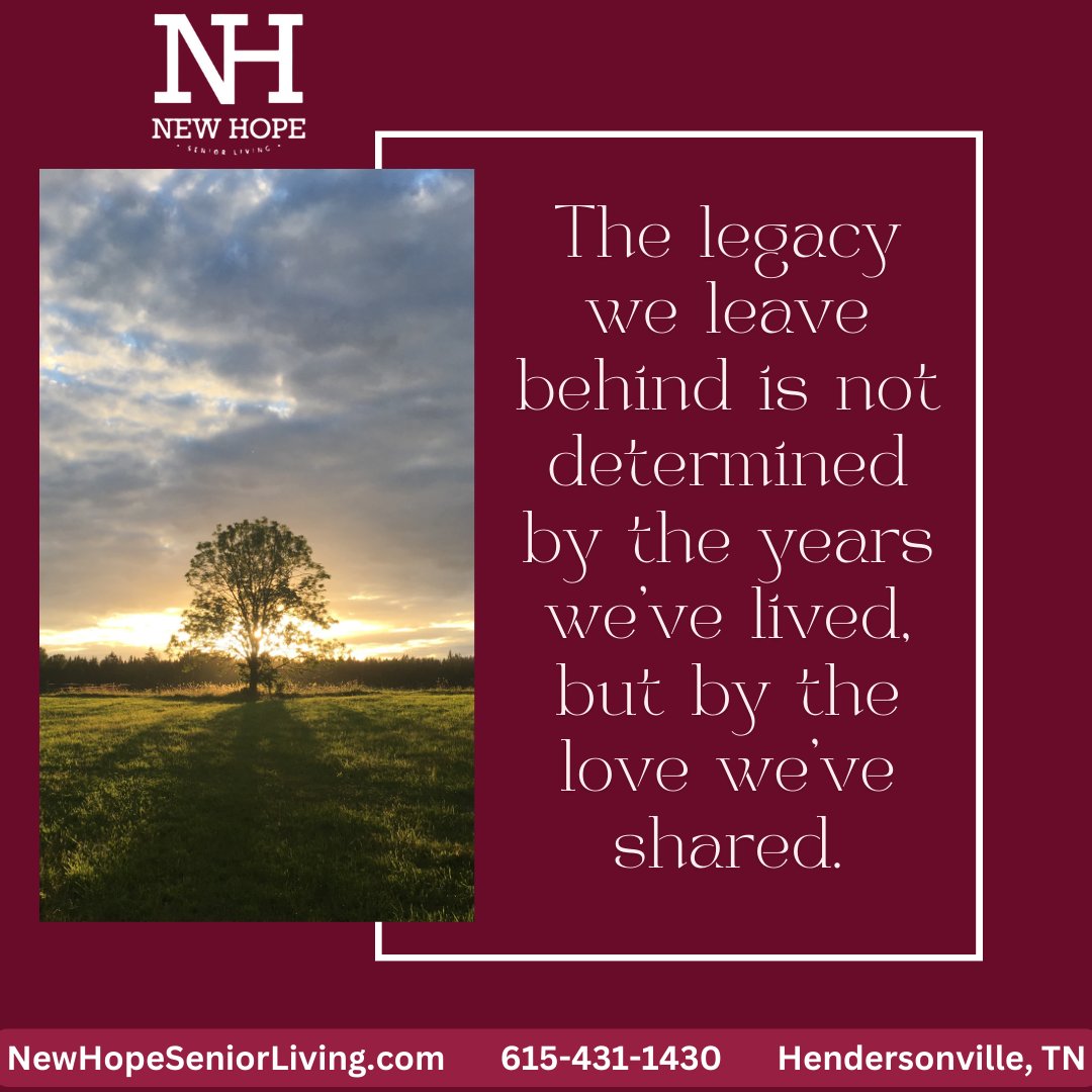 Our legacy transcends time, measured not by the years we've lived, but by the boundless love we've gifted to the world.

#NewHopeLiving #SeniorHome #Home #SeniorHaven #ComfortableLiving #AssistedLivingAwayFromHome #NewHopeSeniorLiving #AssistedLiving #QualityofLife