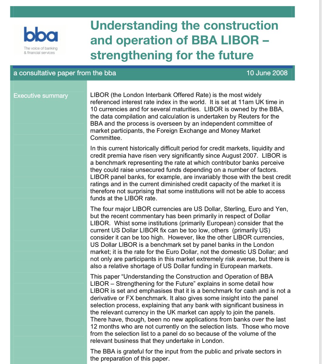 👇👇The final nail in the LIBOR scapegoating scandal? (Excellent articles by James Hurley) On 10th June 2008 The BBA (British Banking Association) published its paper intended to clarify to the world what LIBOR was and the specific rules that applied to it. This after multiple…