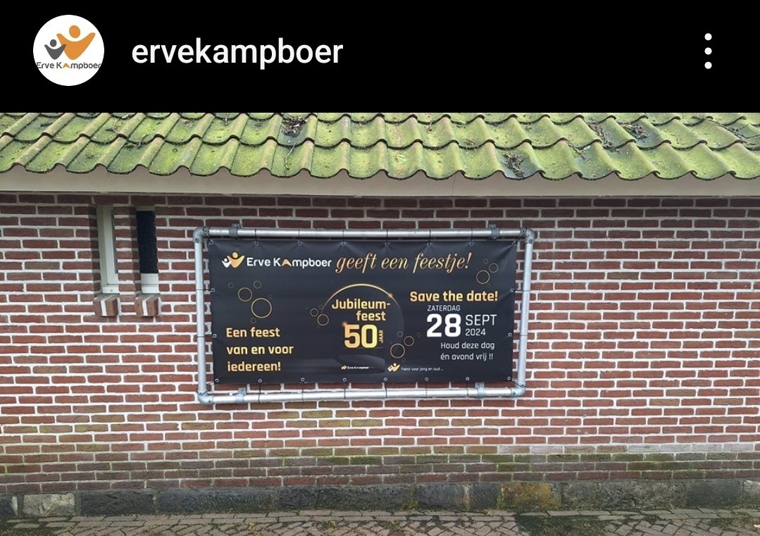 Erve Kampboer geeft 28 sept. een feestje tgv 50 Jr. Jubileum.