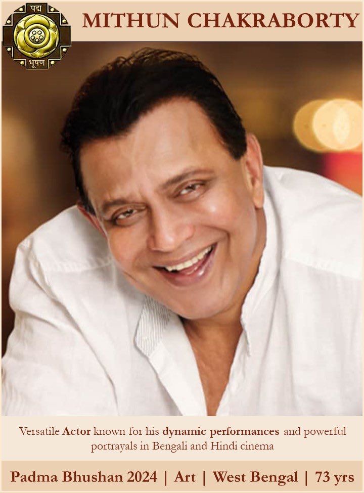 Congratulations dada @mithunda_off We are all so happy. You truly deserve for your contribution towards cinema. President #DroupadiMurmu confers #PadmaBhushan in the field of Art to #MithunChakraborty. #PeoplesPadma #PadmaAwards2024 @PadmaAwards @rashtrapatibhvn