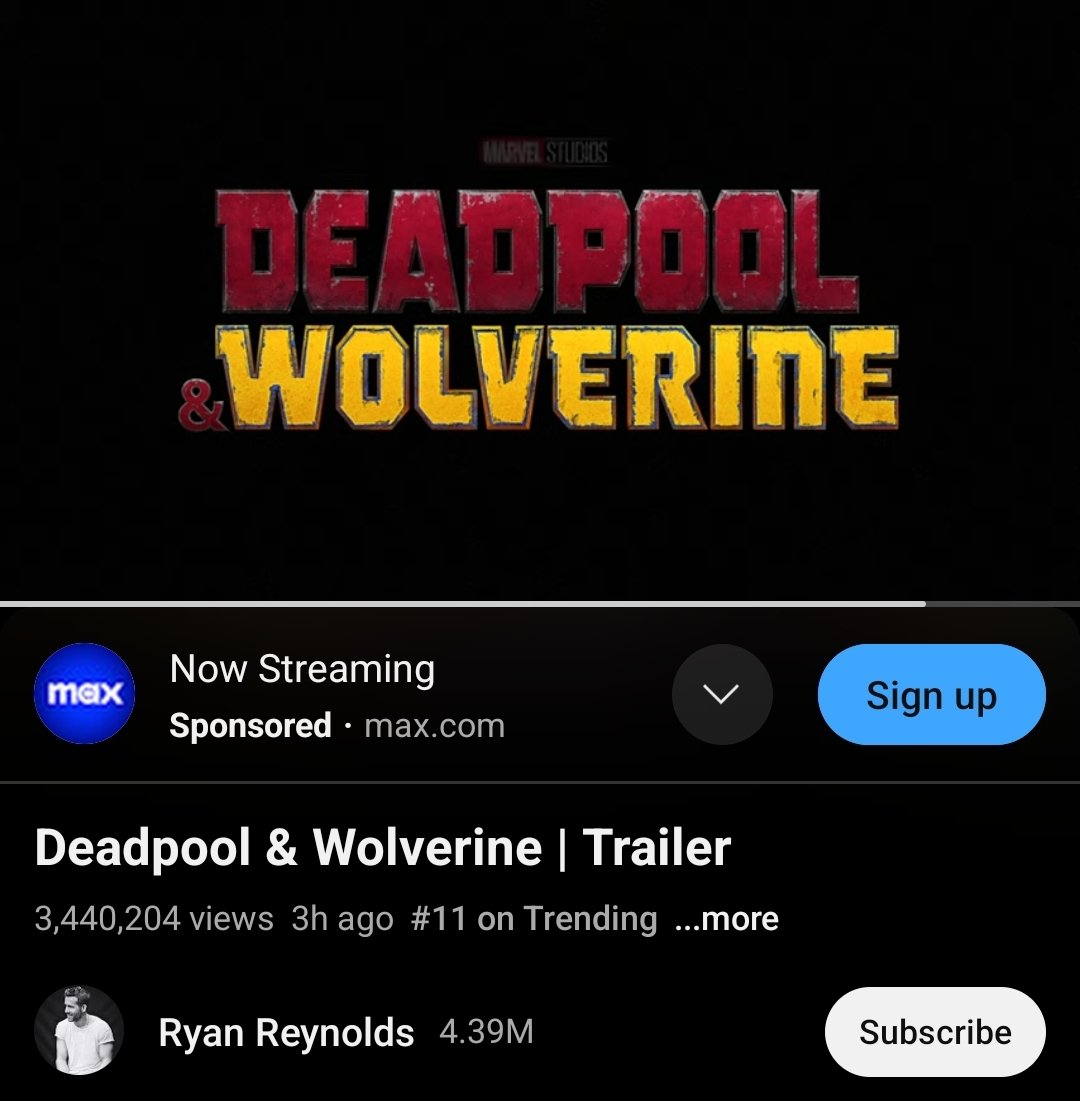 Deadpool and Wolverine is how you hype a movie. Almost 3.5mil hits in 3 hours, and it looks damn good.