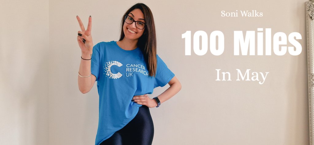 By Soni Panda x (@bysonipandax) on Twitter photo πSoni's New Challegeπ
Walk 100 Miles in May πΆπ½ββοΈ
A lot of you know I do my part where I can, and 1st May I am walking 100 miles to raise money & awareness for <a href="/CR_UK/">Cancer Research UK</a>
ππΌKeep track of my progress and donate here: fundraise.cancerresearchuk.org/page/sonicrgivβ¦ πSoni's New Challegeπ
Walk 100 Miles in May πΆπ½ββοΈ
A lot of you know I do my part where I can, and 1st May I am walking 100 miles to raise money & awareness for <a href="/CR_UK/">Cancer Research UK</a>
ππΌKeep track of my progress and donate here: fundraise.cancerresearchuk.org/page/sonicrgivβ¦
