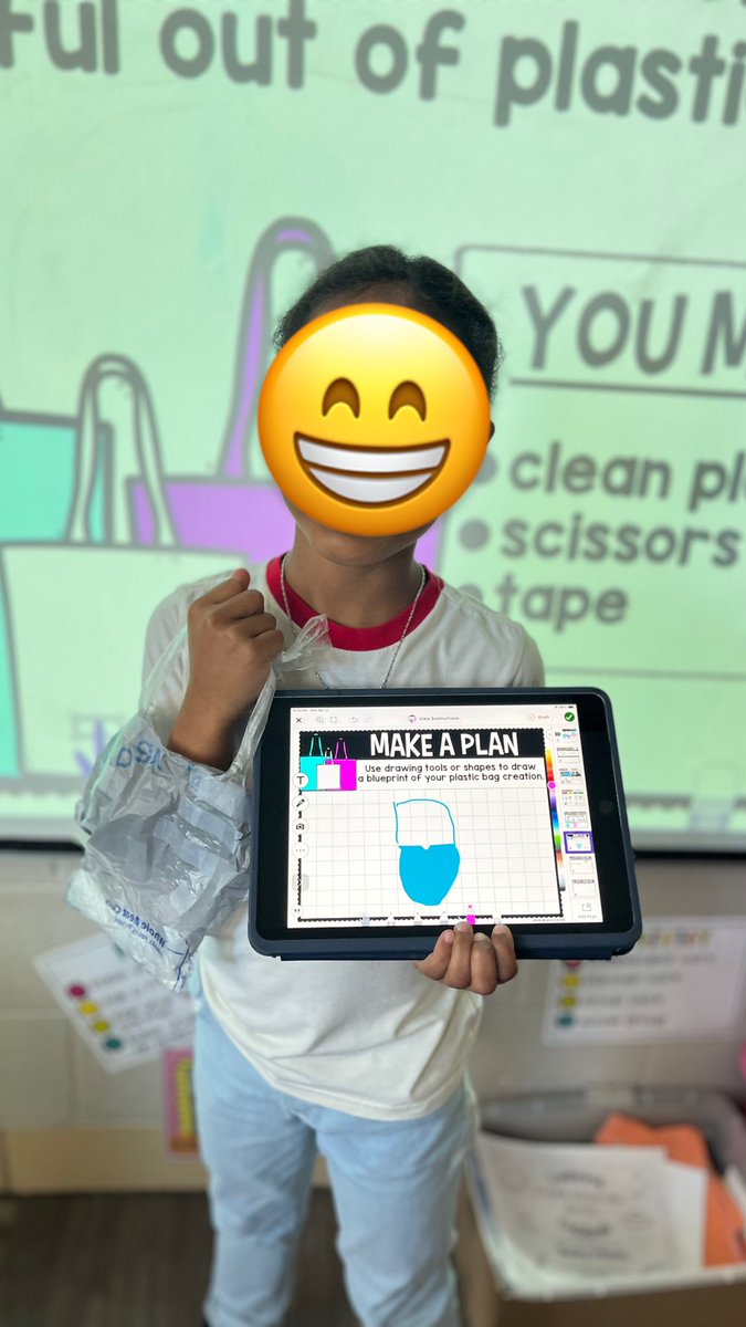 After reading One Plastic Bag by Miranda Paul, I challenged my students to design and create something useful out of plastic bags… MY students used @Seesaw to make a plan and design. Shout out: @brookebrownTOTB #TEAMHPPM #RISDBelieves #RISDWeAreOne #EarthDay2024