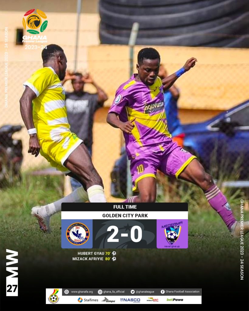 2023/24 Ghana Premier League: Week 27 Match Report â Berekum Chelsea 2-0 Medeama dlvr.it/T5sB62