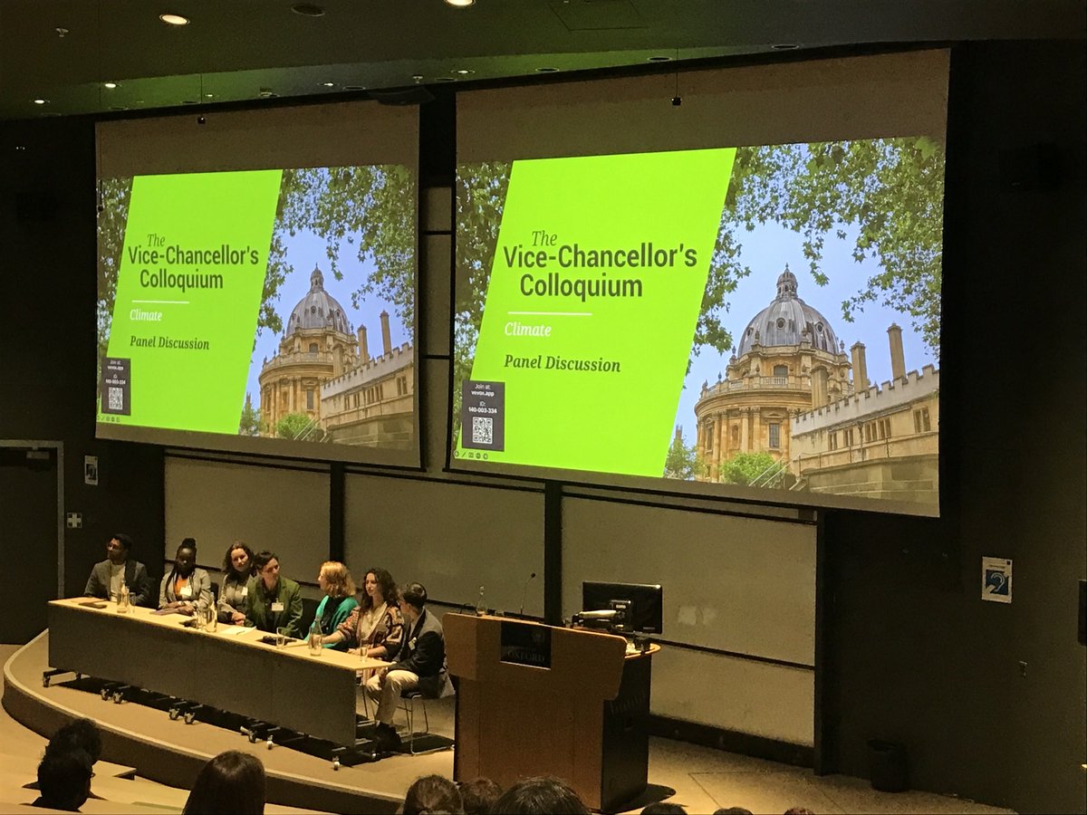 Oxford VC Climate Colloquium 2024 - Vice-Chancellor #IreneTracy ⁦@UniofOxford⁩ moderating brilliant Oxford students debating. STEM students deeply appreciating learning from students of philosophy and humanities: natural science facts & social facts🍀