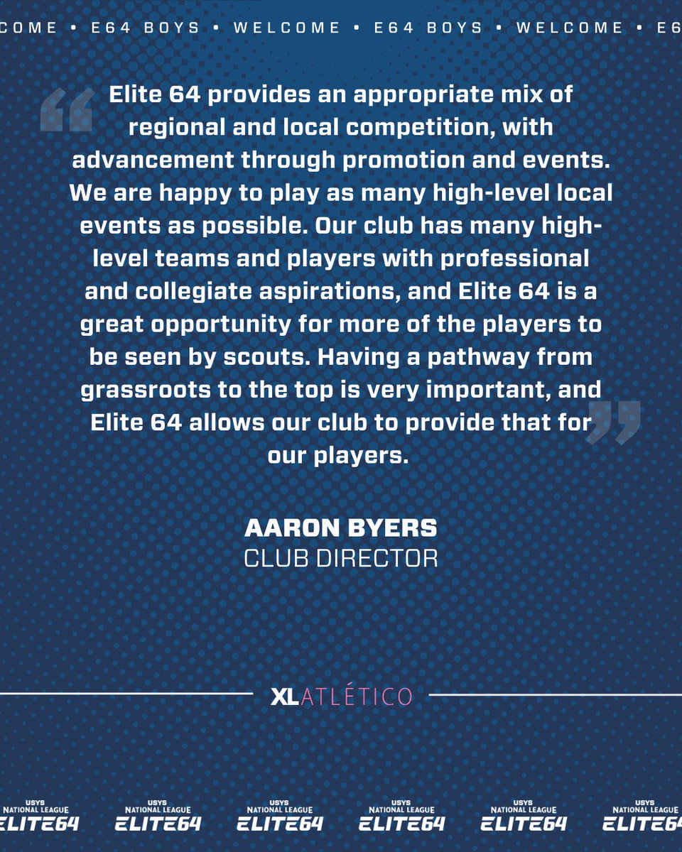 We are very excited to welcome 𝐗𝐋 𝐀𝐭𝐥𝐞𝐭𝐢𝐜𝐨 to Elite 64 as a new boys club! #EarnYourPlace #EveryMomentCounts