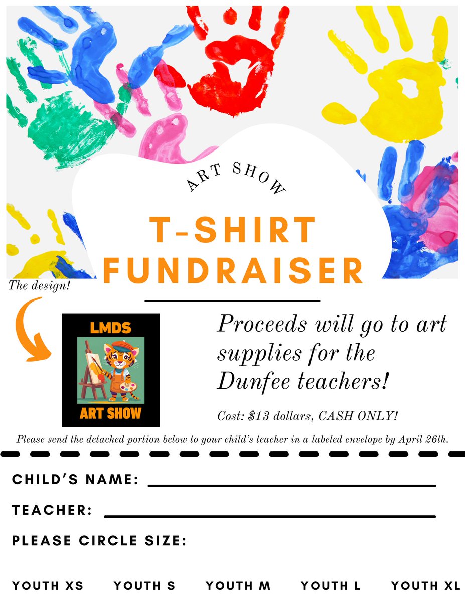 🎨Order your Art Show T-Shirt by this Friday, 4/26! Proceeds will go towards Art Supplies!