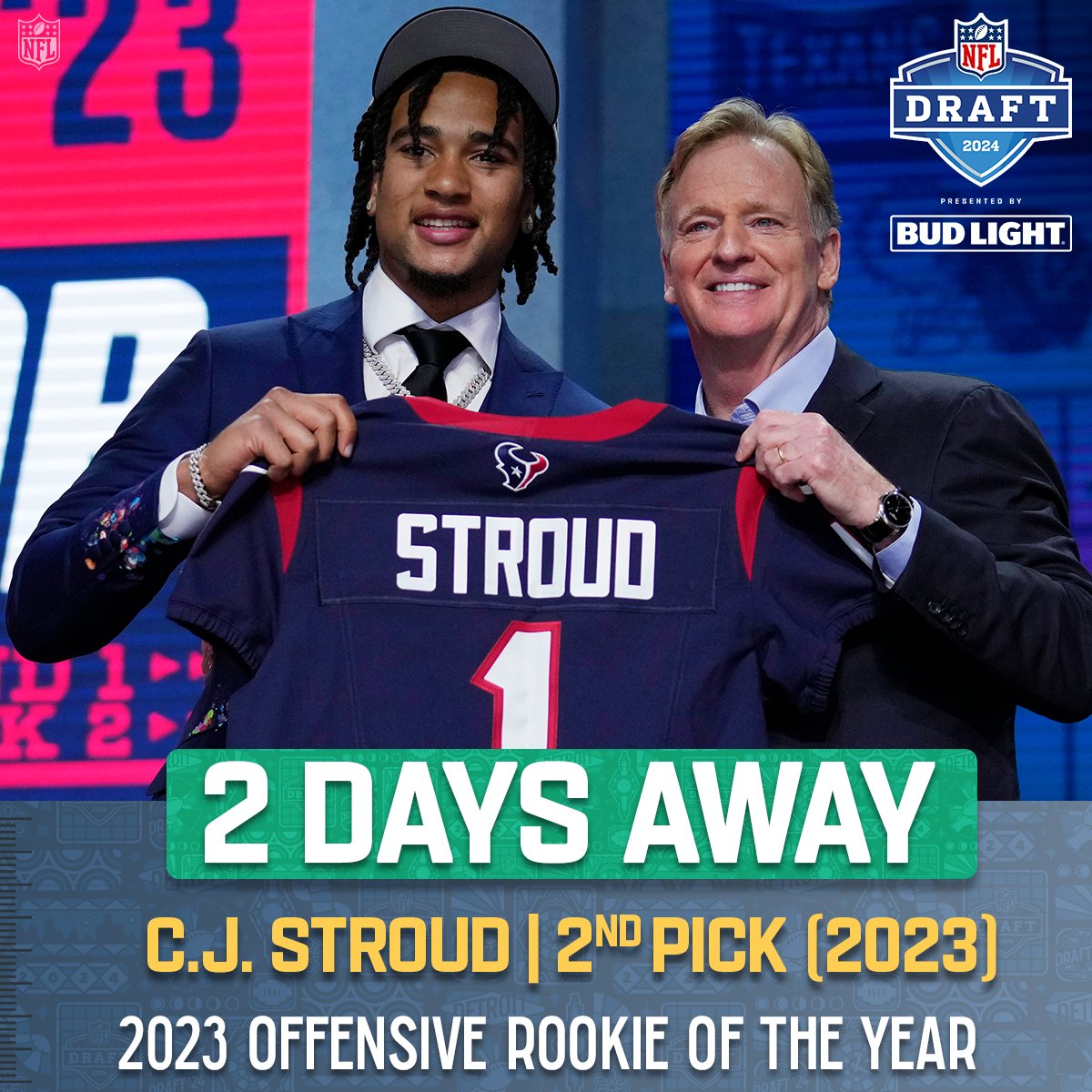 2️⃣ MORE DAYS! Are you ready? 👀 📺: 2024 #NFLDraft – Starts Thursday 8pm ET on NFL Network/ESPN/ABC 📱: Also streaming on #NFLPlus