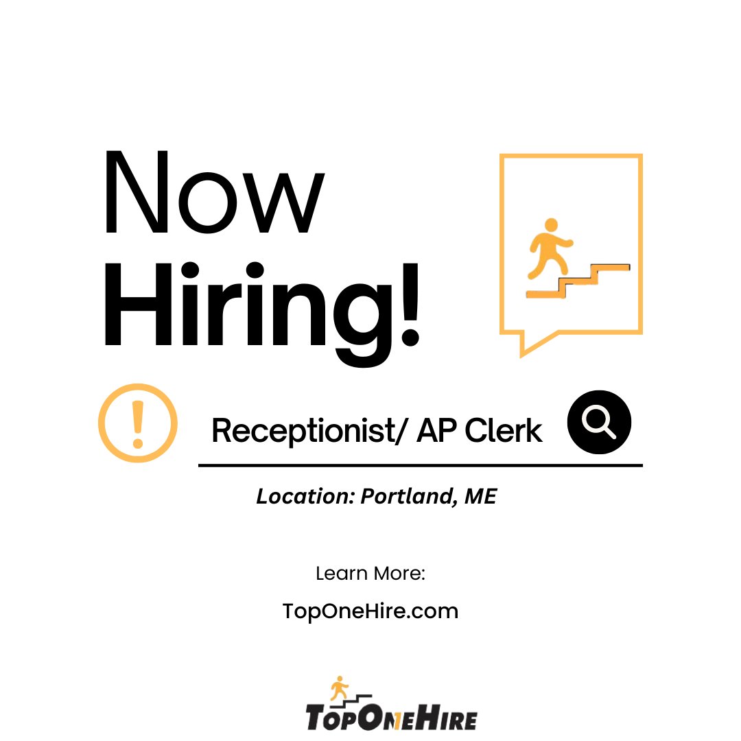 TopOneHire's tweet photo. NOW HIRING! โ ๐๐๐๐๐ฉ๐ญ๐ข๐จ๐ง๐ข๐ฌ๐ญ / ๐๐ ๐๐ฅ๐๐ซ๐ค
Location: Portland, ME
๐
๐ฎ๐ฅ๐ฅ ๐ฃ๐จ๐ ๐๐๐ฌ๐๐ซ๐ข๐ฉ๐ญ๐ข๐จ๐ง:ย !ย https://t.co/RQiWF2xXdF
#ReceptionistJob #NowHiring #PortandMaine #APClerk #TopOneHire https://t.co/AyQsOBwkMM
