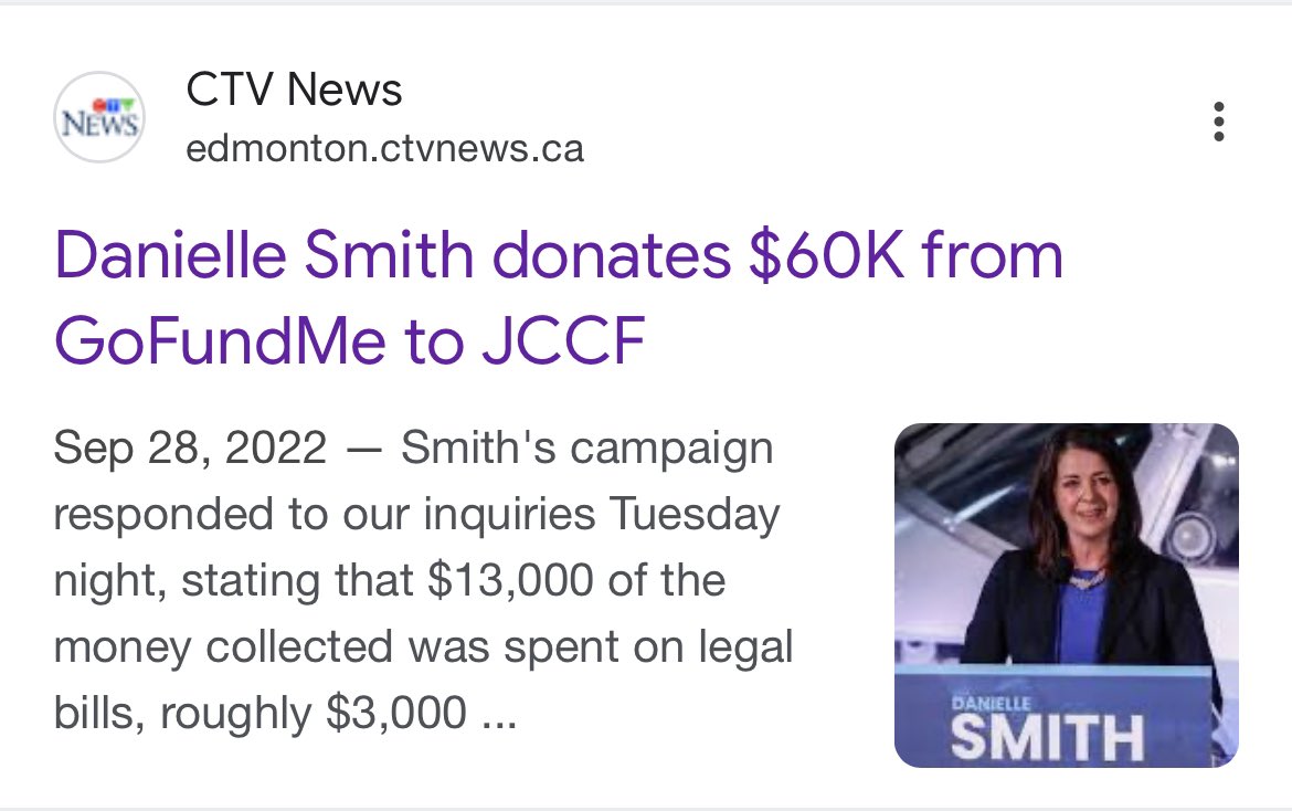 #Ableg Fact In September 2022, Danielle Smith scammed $101,425 from 525 donors PROMISING a “vaccine lawsuit” As of April 2024, despite donating $60,000 to the JCCF, a lawsuit was NEVER filed What did the JCCF do for $60k? What did Smith do with the extra $41,425?? #Abpoli