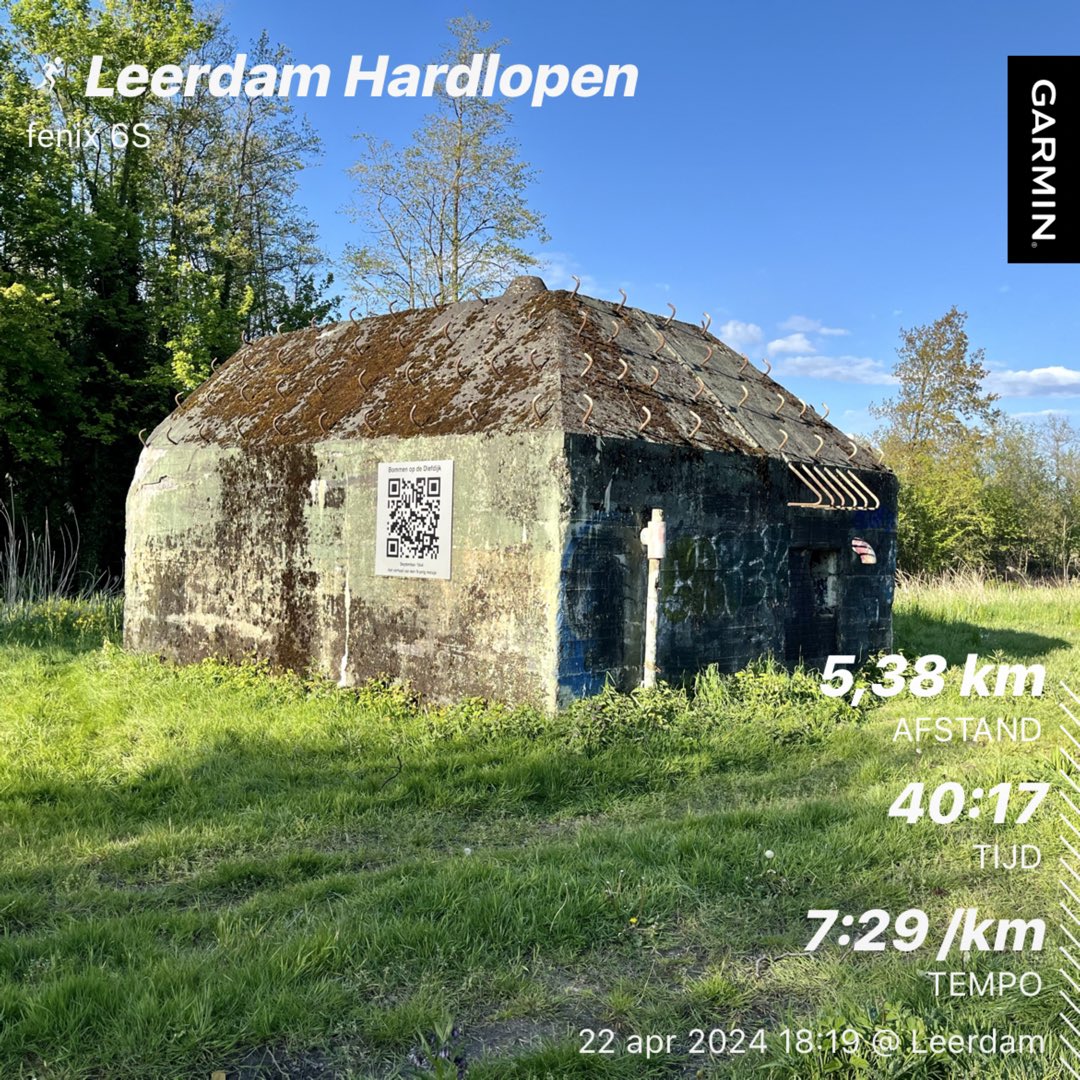 Na 2 weken stilstand (spierscheurinkje kuit) probleemloos gelopen.

@loopmaatjes @ikloophard 

#Leerdam #Running #Hardlopen #Garmin