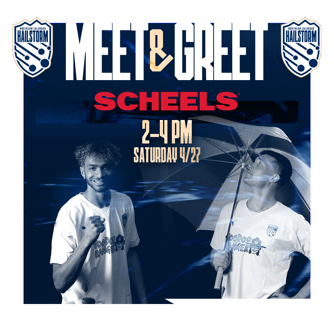 We'll see YOU at @SCHEELS in Johnstown on Saturday 🫵 Come kick it with Hailstorm as we get ready for our first home match next month! 🗓️ #HailYeah