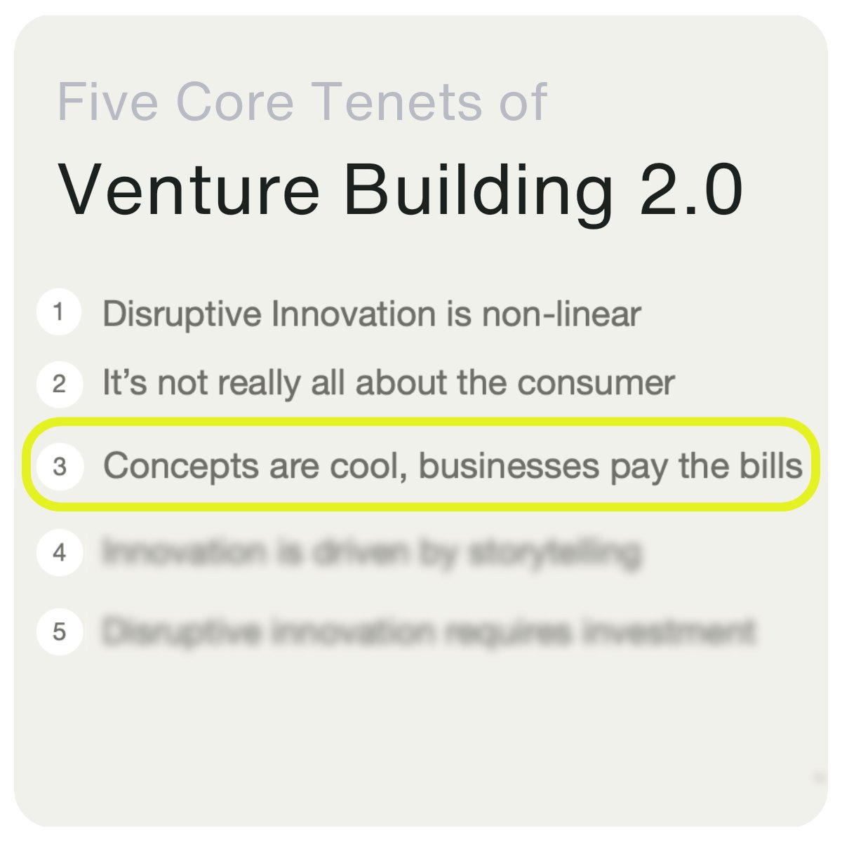 Key #VentureBuilding Principles [part 3/5]:
➡️ Concepts are great, but it’s all about the business plan 
This means nailing down your business basics—economics, market strategy, and how to scale.

Dive deeper: hubs.li/Q02tFBvM0

#InnovationLeadership #StrategicInnovation