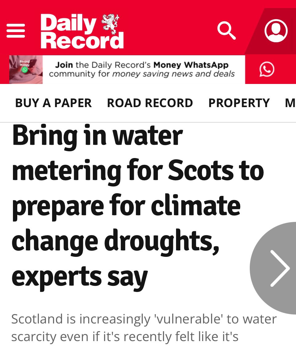 Not the Scotland is running out of water story again. Scotland doesn’t need to follow England and meter their water. Is this the change Labour speaks of. Story from the Daily Liebour