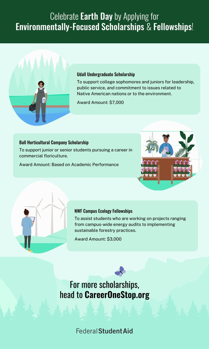 FAFSA's tweet photo. Happy #EarthDay! ​

Check out environmental scholarship opportunities here from @USDOL: https://t.co/9oPq4jeWf8 https://t.co/TTojXWj9fm
