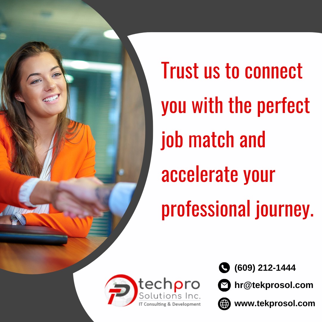 Elevate Your Career Path with TECHPRO SOLUTIONS.

#nowhiring #recruiter #training #jobs #jobsearch #jobinterview #jobopportunity #work #careers #marketing #findmeajob #staffingsolutions #recruitmentlife #Techprosolutions