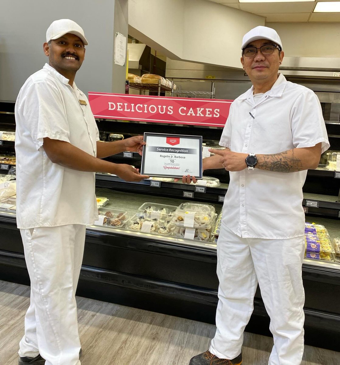 Congratulations Jonjon Barbosa on 10 years of service with Sherwood Co-op! Jonjon is a baker and cake decorator extraordinaire at the Quance Food Store’s Bakery. If you are looking for a special dessert, Jonjon can help you pick the perfect sweet treat.