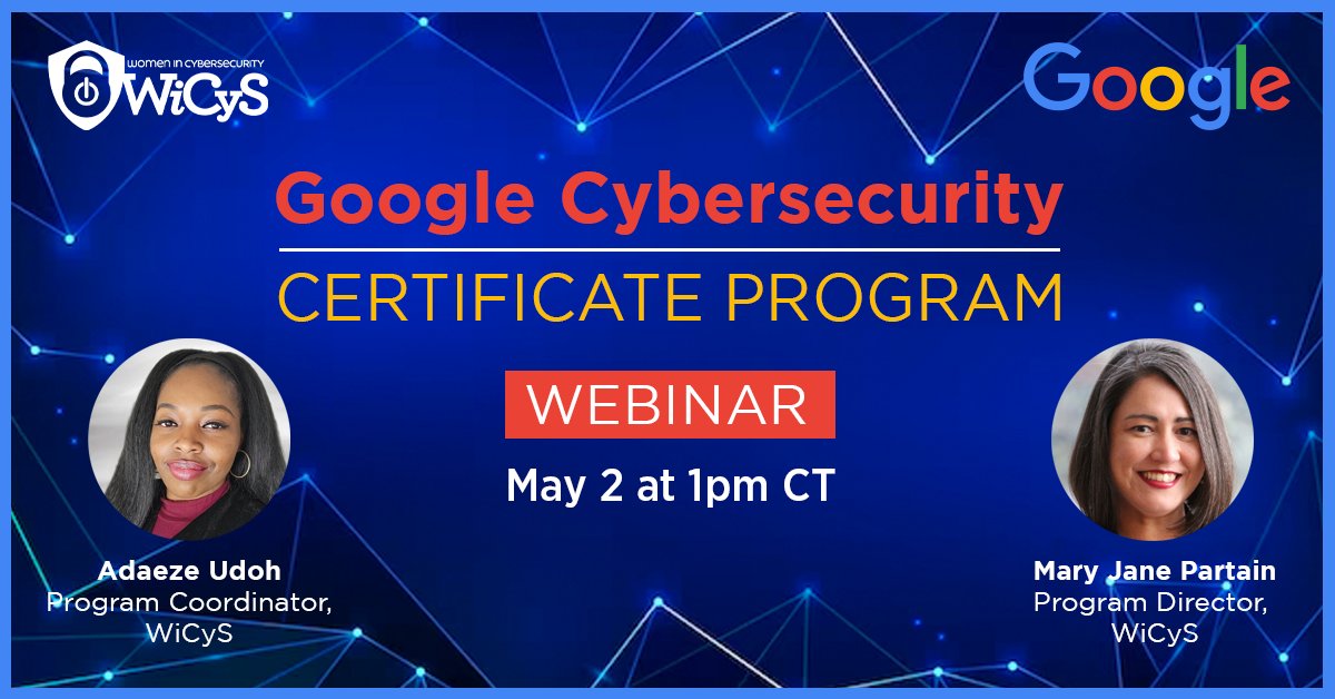 💻 Join our Google Cybersecurity Program to master Python, Linux, SQL, and safeguard organizations. No experience needed! Register now – ow.ly/C6SQ50Rl4h7

#WiCyS #Cybersecurity #Google #LearnSecurely