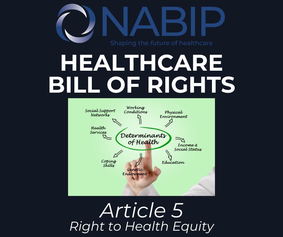 Health equity should be accessible to all. Let's work towards a healthcare system that is just and free from discrimination. Together, we can eliminate health disparities and ensure equal access for all. ow.ly/Irln50Rlsfw #NABIP #NABIPHealthcareBillofRights #HealthEquity