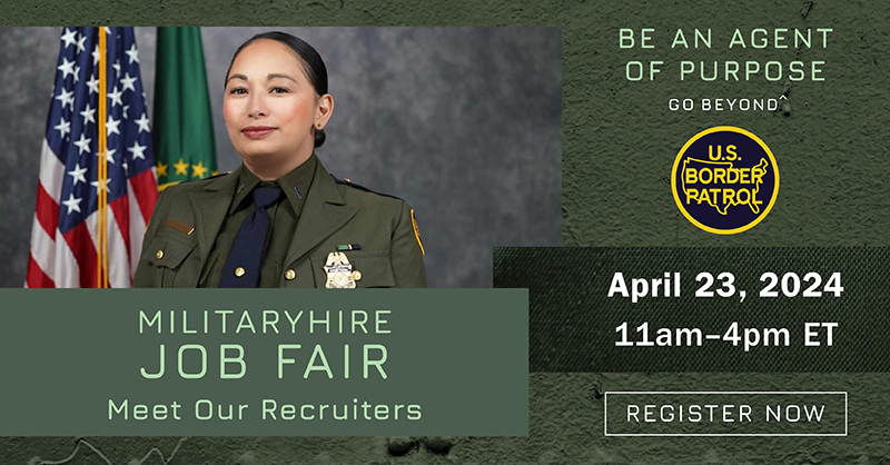 Meet with @CBP recruiters and learn what it takes to become a Border Patrol Agent after your military service is complete.
.
.
Register for the virtual job fair here: ow.ly/O3nN50RlqRe
.
.
#CBPCareers #HiringVeterans