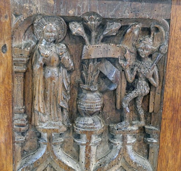 Bench ends at Warkworth, Northants. Church is full of other goodies,