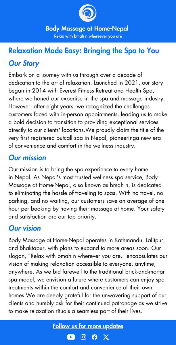 body_nepal's tweet photo. Exciting Announcement: Experience the expansion of BMAH N Spa – now bigger and better than ever! 💫 

WE ARE 3! Another year and another great reason to celebrate! 🎉

BMAH N is so appreciative of all your kind support and bringing us this far! 🥳
#outcallspa #nepal https://t.co/G2T6yifvke