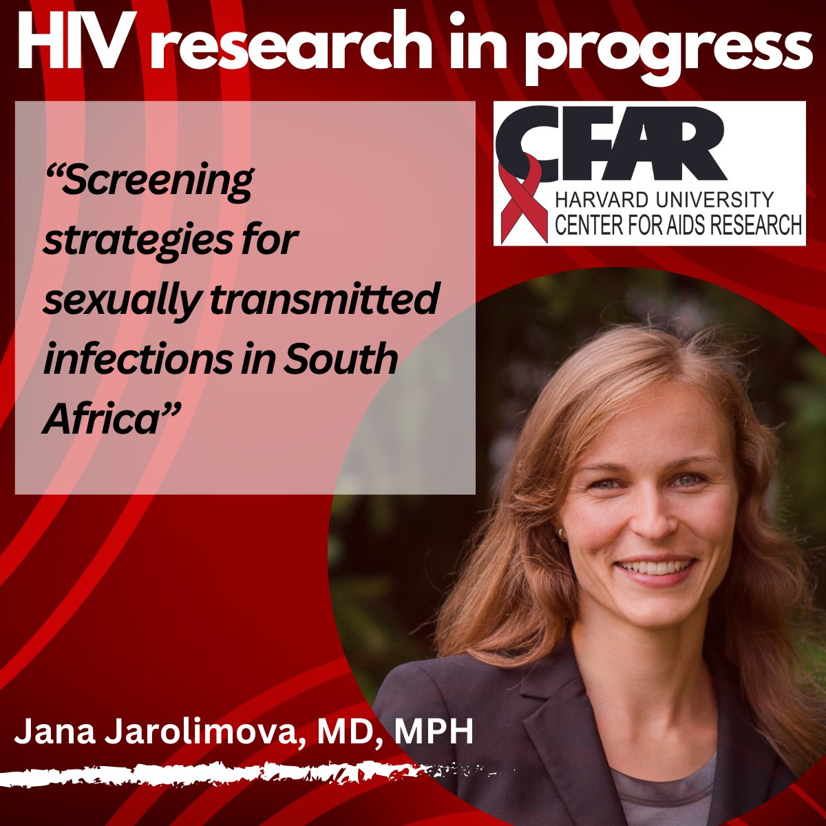 This Friday, April 26 (8am ET) Jana Jarolimova @jjarolimova presents her #HIV Research in Progress “Screening strategies for sexually transmitted infections in South Africa” @mgh_id @mghmedres @harvardmed @bwh_id @mgh_mpec INFO @ conta.cc/3UboabP