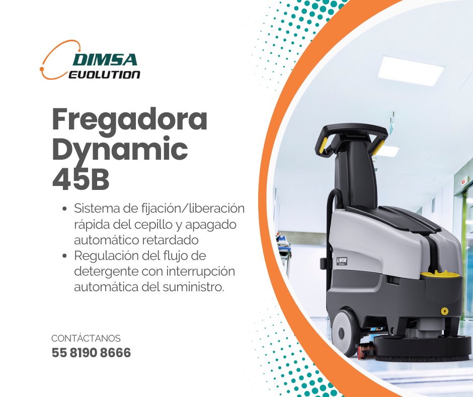 ¿Quieres dejar tus limpios y de manera rápida? Te presentamos la fregadora de pisos Dynamic 45 B de la marca Lavor con la que podrás limpiar superficies de chicas a medianas. Brinda a tus clientes espacios limpios y seguros. Contáctanos. 📷55 8190 8666 bit.ly/3LaNVWi