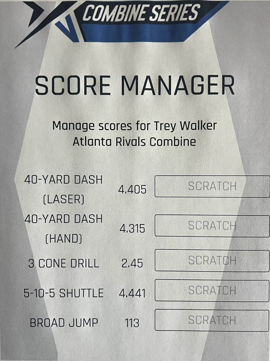 I finally received my full stats from the @RivalsCamp from this past weekend. I don’t think that my 3 Cone Drill is correct though. 😂 @MC_Recruiting @MCHawksOfSteel @MCFootballCoach @austinbutler_AB @JohnGarcia_Jr @coachjlovelady @MCXCDistance