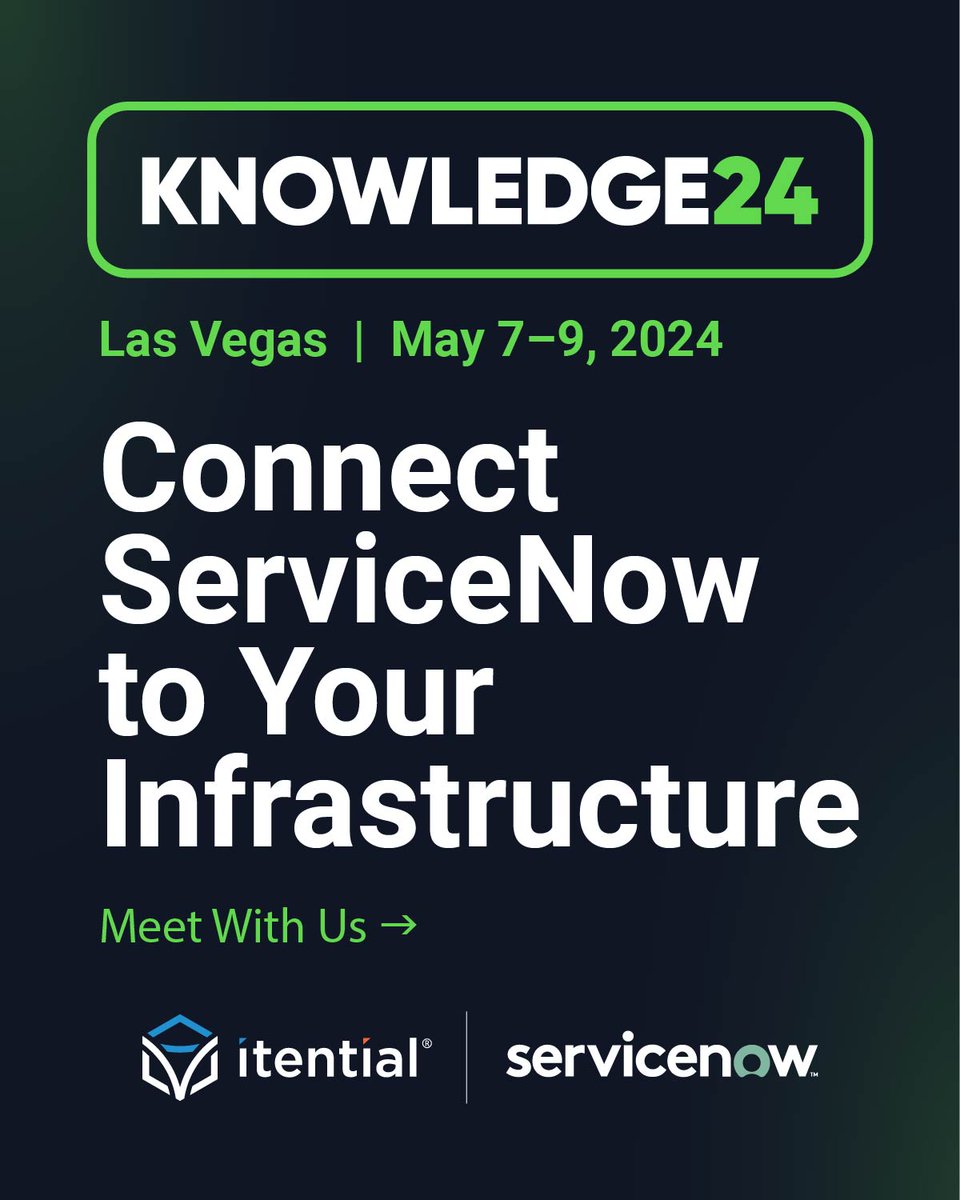 Itential's tweet photo. Knowledge 24 by @ServiceNow is in two weeks!

Be sure to stop by Booth 4526 to learn how Itential enables you to connect ServiceNow to your infrastructure!

Learn more or book time with our team: https://t.co/BdY2x7r9xn https://t.co/ElBhOpo6Ps