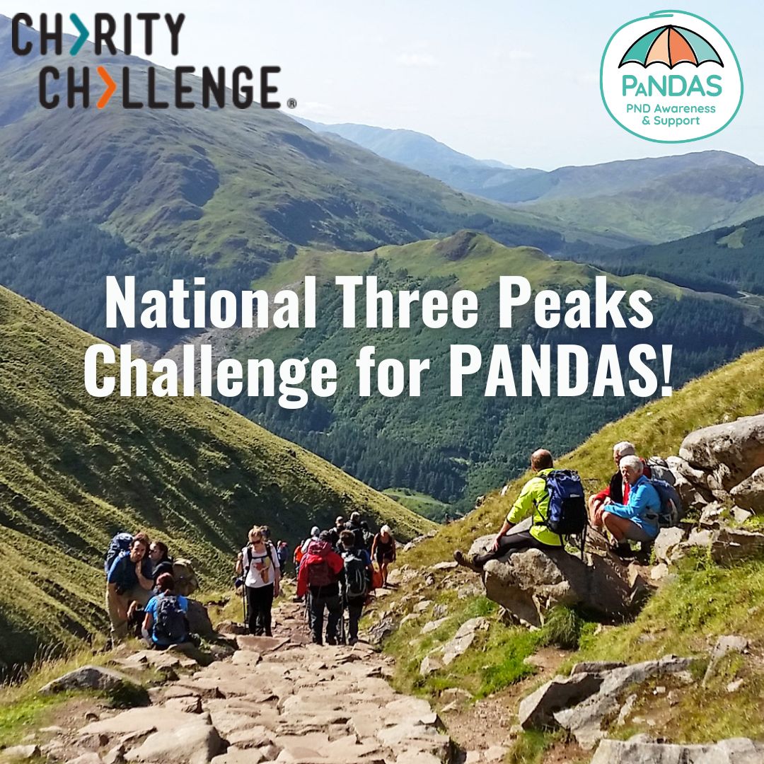 ⛰️ Take on the National Three Peaks challenge for PANDAS! This fantastic challenge will see you climb Ben Nevis, Scafell Pike and Snowdon in 24 hours ⏰ And what's more, you'll be raising money for PANDAS at the same time 💙 Sign up today at bit.ly/3peaks_pandas