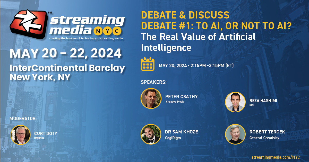 Don't miss this #StreamingNYC debate from speakers Peter Csathy, @creativemediani, Dr. Sam Khoze, Reza Hashimi, @binjofficial, Robert Tercek. Register before April 26th for early bird pricing, use code SMNYCSOC! ow.ly/Qtyo50RlhOX