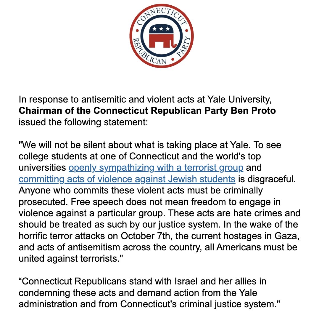 Read our Statement below on the Antisemitic Protests at Yale University.