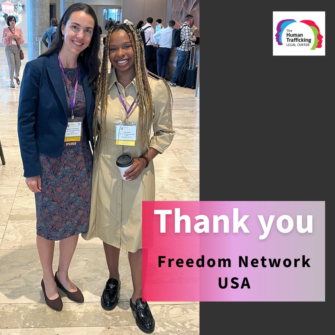 Thank you to @FreedomNetUSA for an excellent conference in Salt Lake City. Our Senior Staff Attorney Agatha Schmaedick and Paralegal & Intake Specialist Logan Bulls represented @HTLegalCenter. We are grateful for the opportunity to collaborate with partners on #forcedlabor.