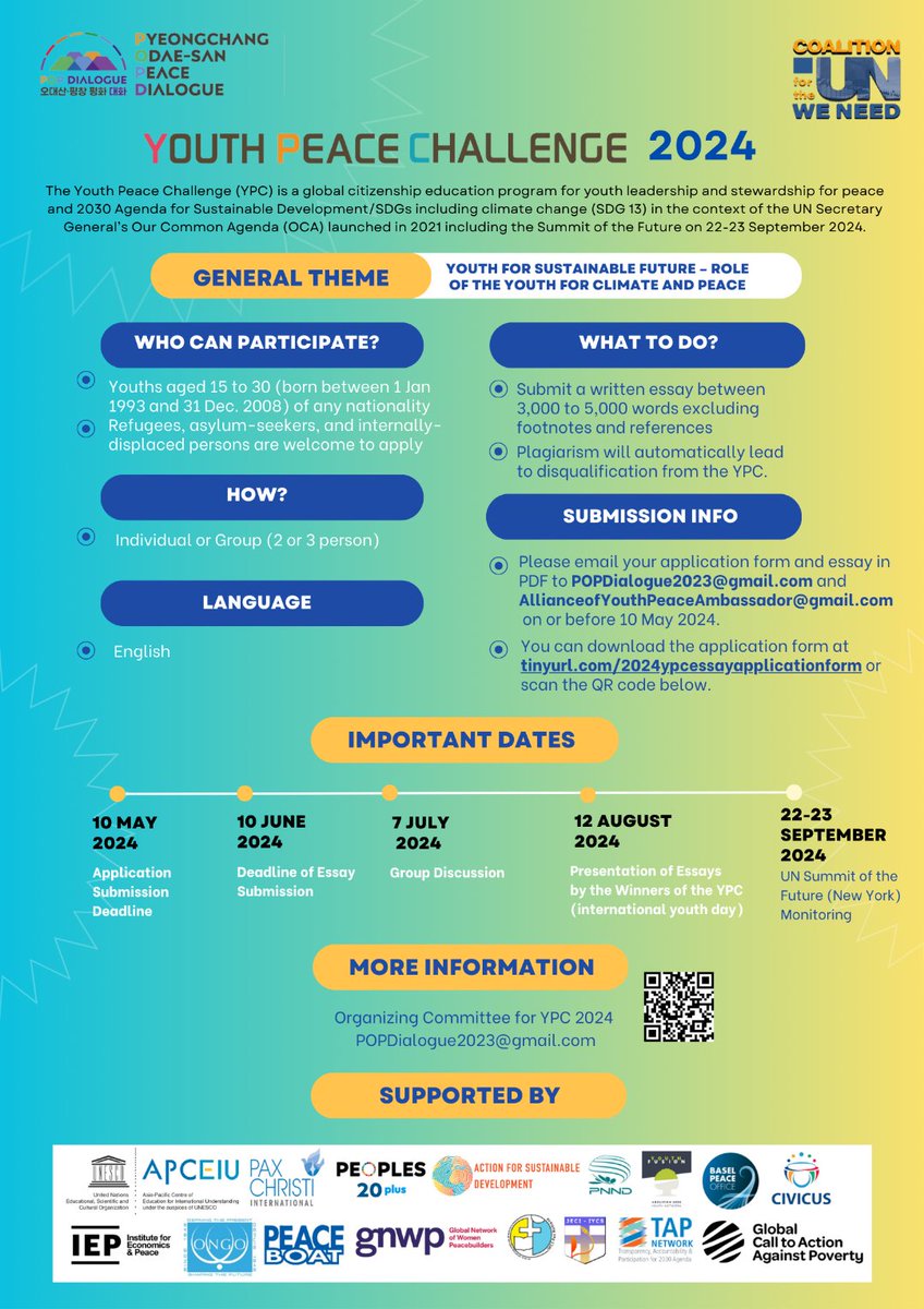 I am happy to share with you that a group of youth organizations including ours @PaxRomanaIMCS have come with this challenge ahead of Summit of the Future in September. Let's participate through Writing!!!