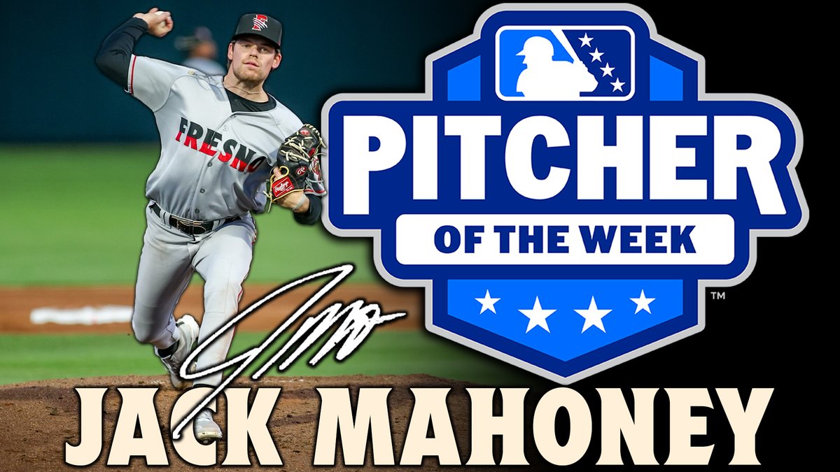 Congratulations to @jmahoney_17 on being named California League Pitcher of the Week! Mahoney stymied Stockton in a shutout win Friday. Read more here: milb.com/fresno/news/gr…