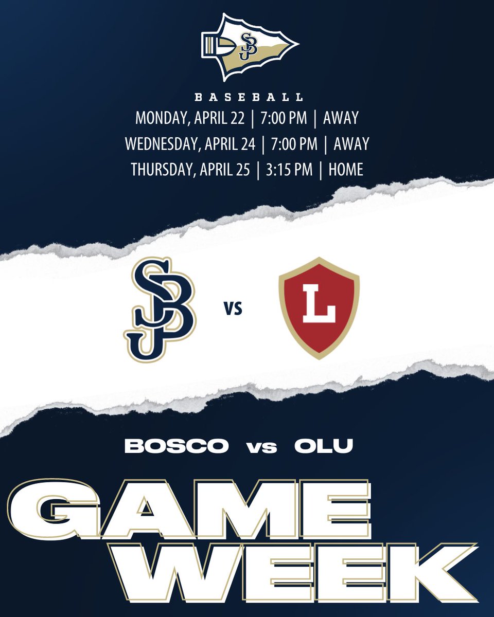 🚨 GameWeek 🚨 Bosco Baseball vs Orange Lutheran HS for a 3 game Trinity League series! Come out and support the Braves! #boscobaseball #stjohnbosco #stjohnboscobaseball #trinityleague #trinityleaguebaseball