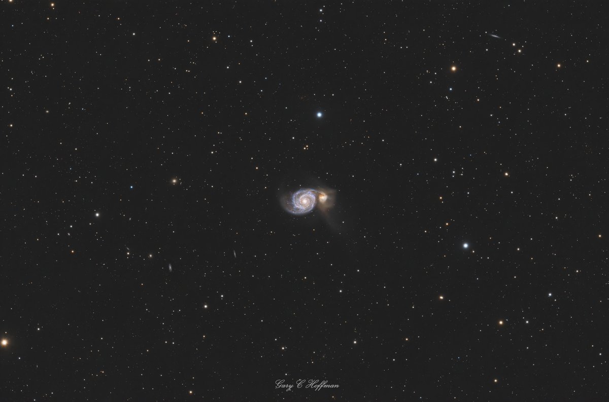 M51 The Whirlpool Galaxy is located approximately 23 million light-years away in the constellation Canes Venatici. This structure is the result of a galactic interaction between two distinct galaxies.

#Astrophotography #Space #Astronomy #Galaxy #Stars #ThePhotoHour #M51