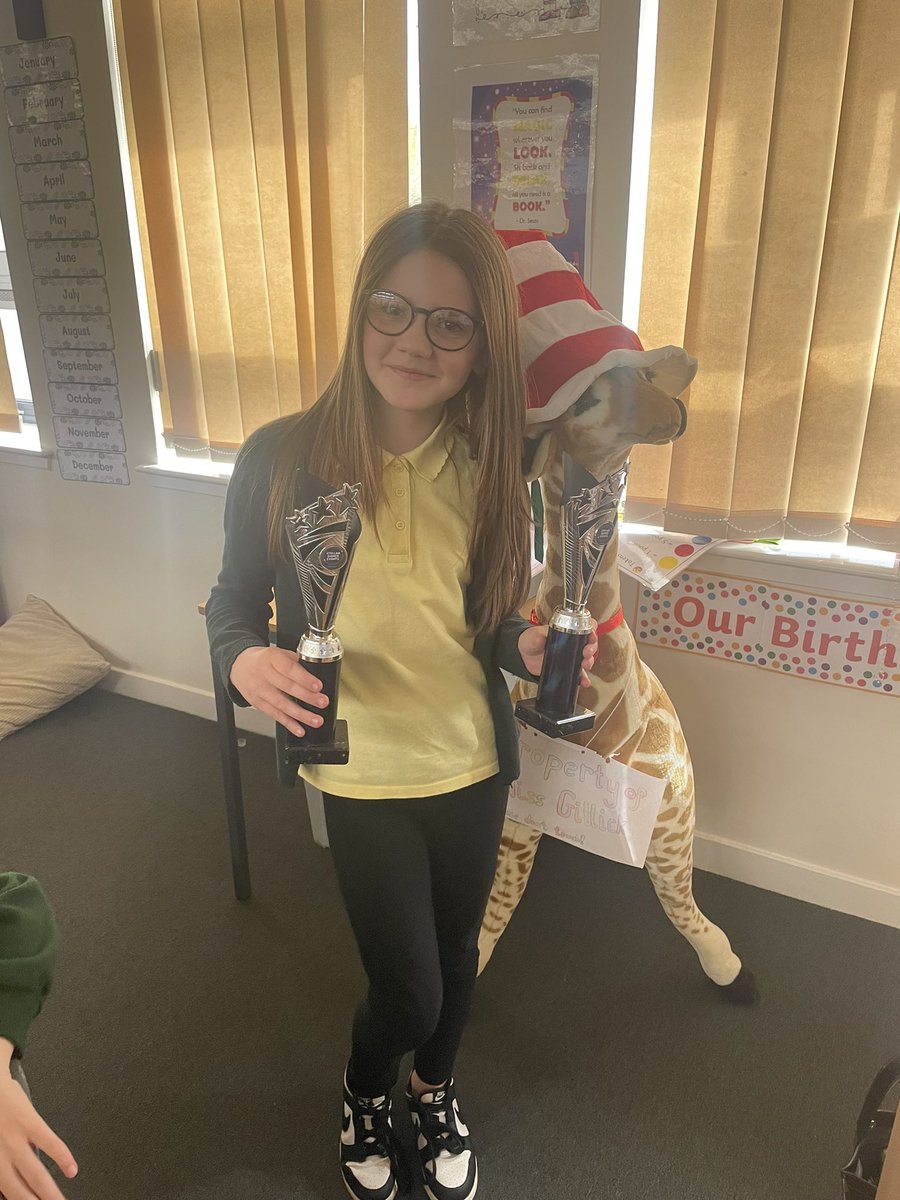 This wonderful P6/7 girl won 2 trophies at her dance competition 🏆🏆#widerachievement