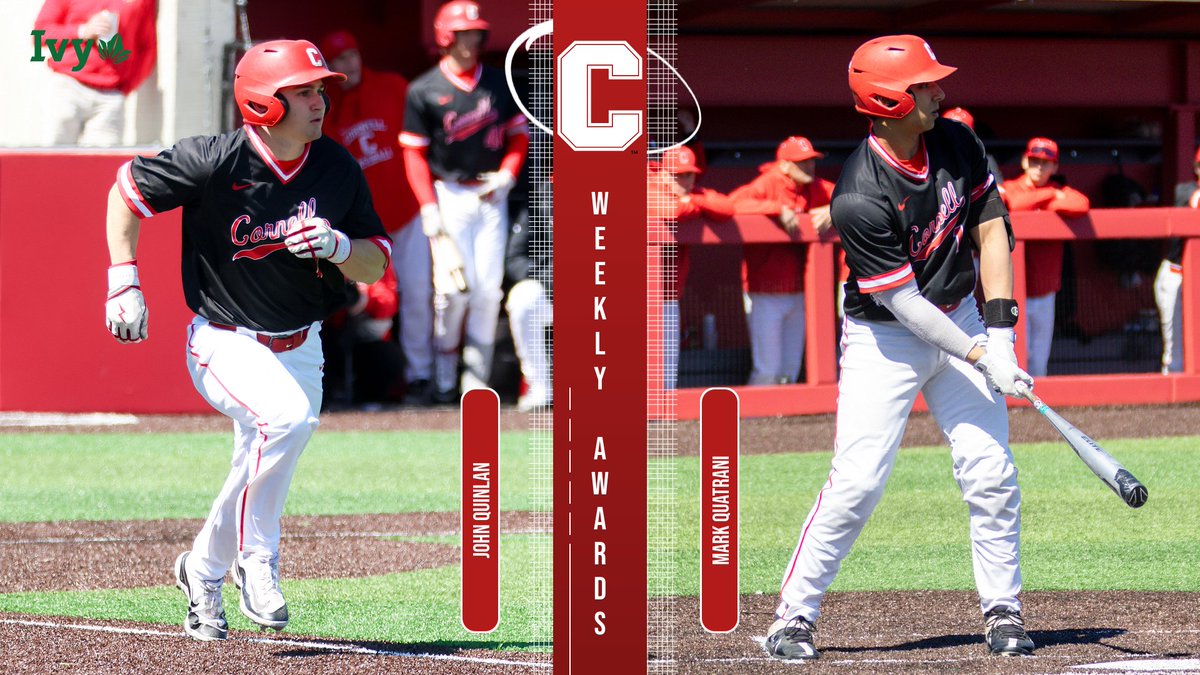 Junior @CornellBaseball outfielder John Quinlan (Player) and freshman catcher Mark Quatrani (Rookie) have received weekly awards from the @IvyLeague❗ This is Quatrani's third Rookie of the Week honor over the last four weeks. 📰: cornellbigred.com/news/2024/4/22… #YellCornell